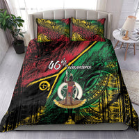 Vanuatu 46th Year Anniversary Bedding Set Vintage Grunge Vanuatu Flag Heritage