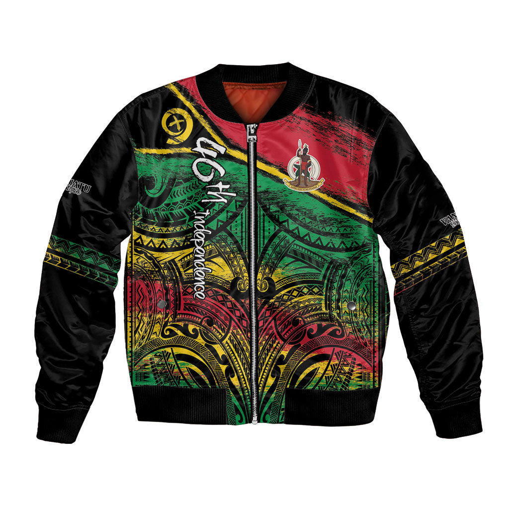 Vanuatu 46th Year Anniversary Bomber Jacket Vintage Grunge Vanuatu Flag Heritage