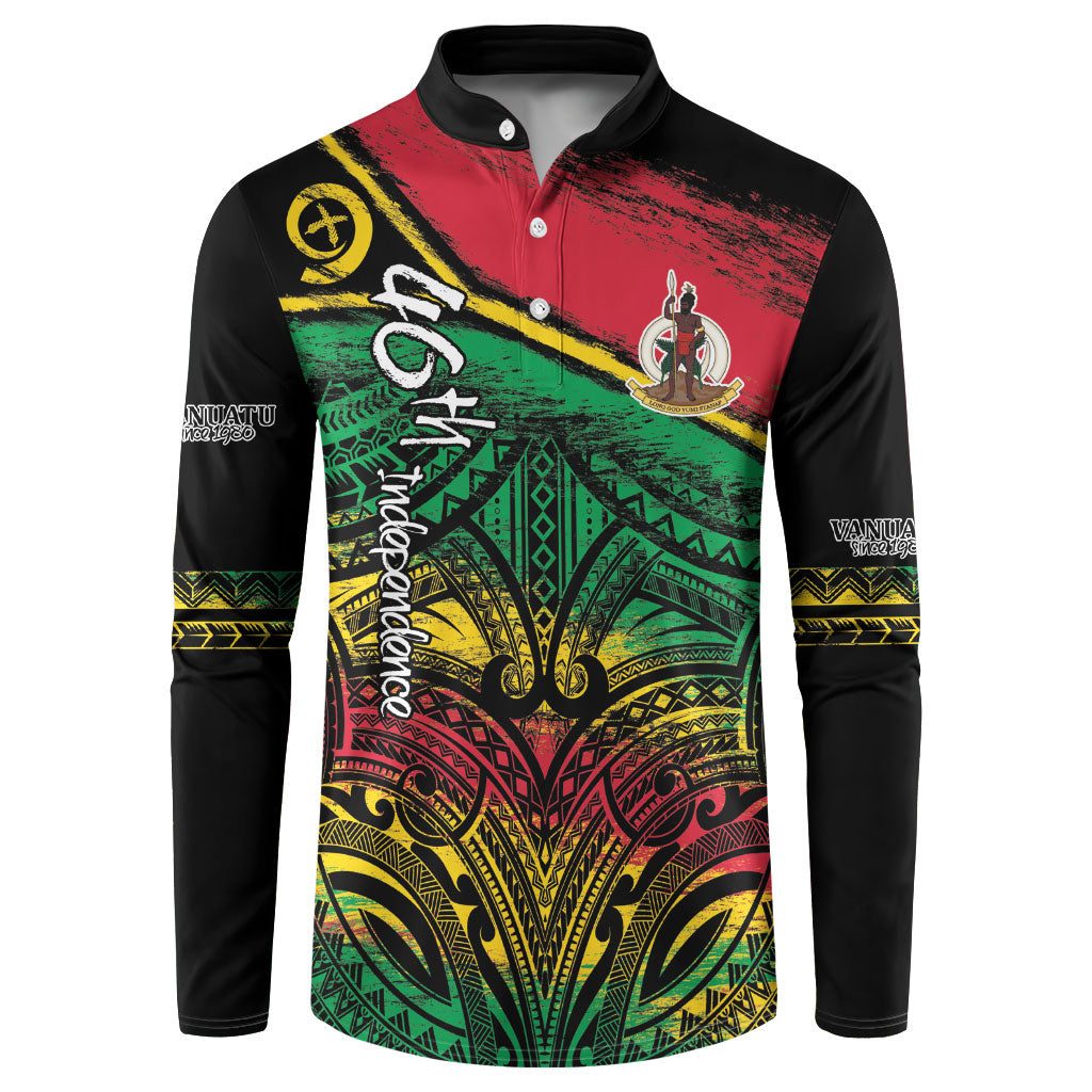 Vanuatu 46th Year Anniversary Button Sweatshirt Vintage Grunge Vanuatu Flag Heritage