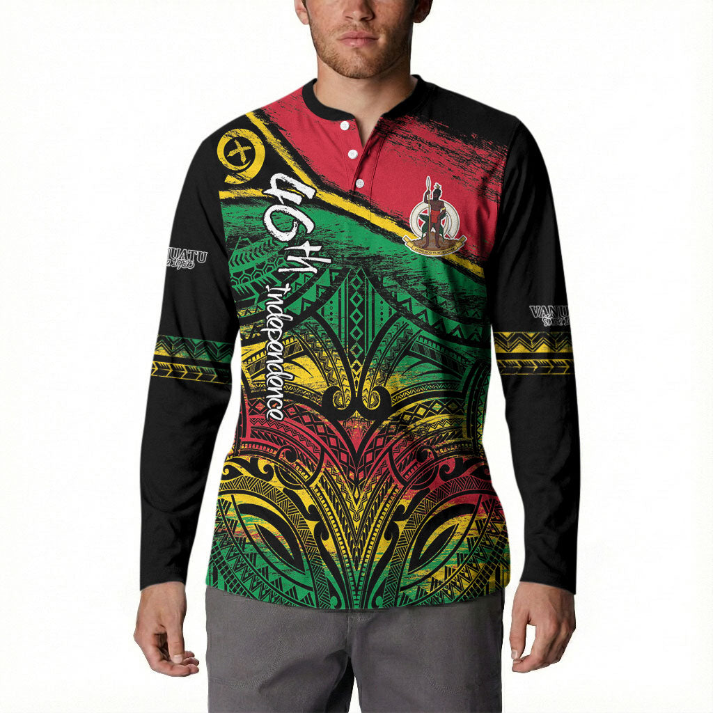 Vanuatu 46th Year Anniversary Button Sweatshirt Vintage Grunge Vanuatu Flag Heritage