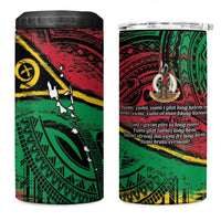 Vanuatu 46th Year Anniversary 4 in 1 Can Cooler Tumbler Vintage Grunge Vanuatu Flag Heritage LT9 One Size: 16 oz Black - Polynesian Pride