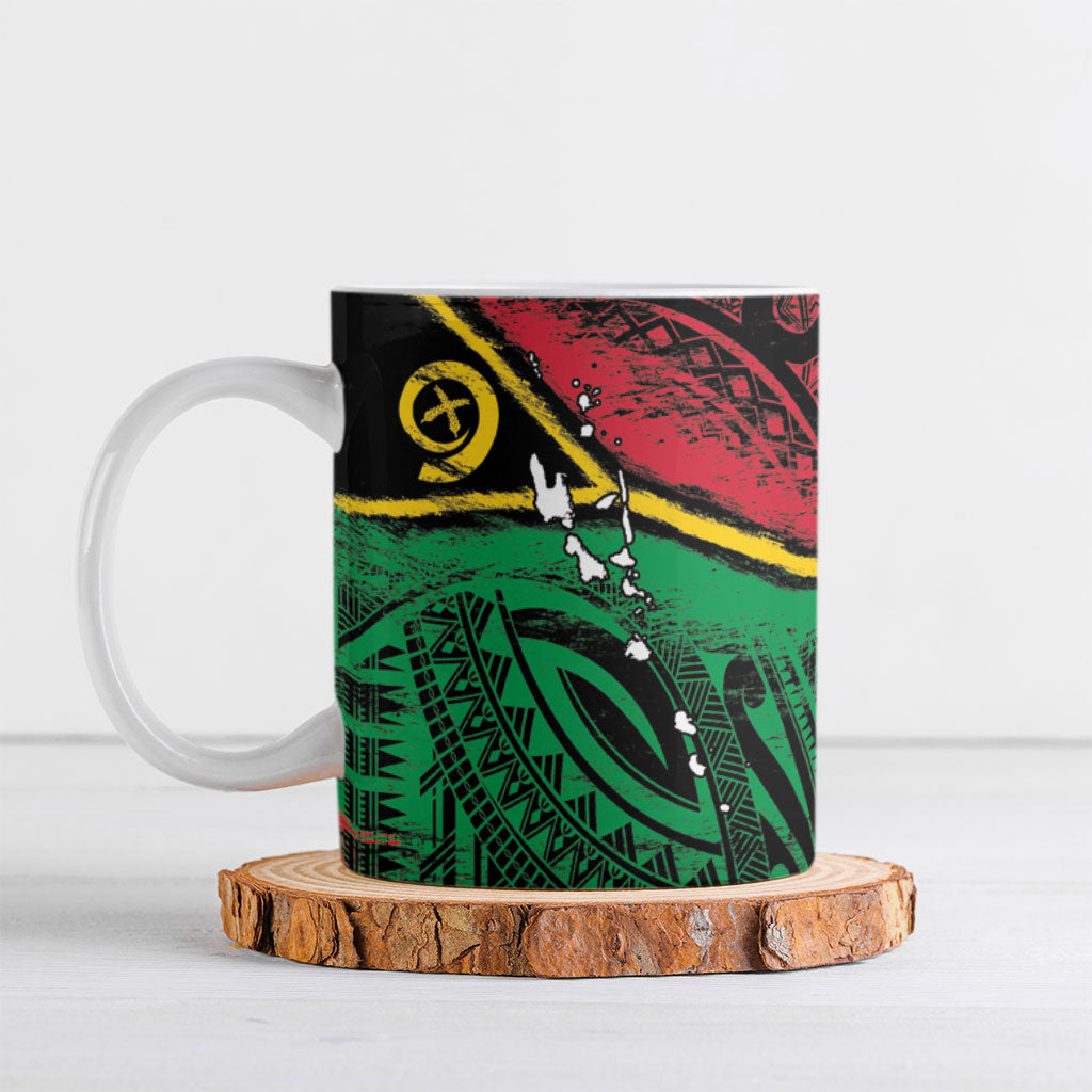 Vanuatu 46th Year Anniversary Ceramic Mug Vintage Grunge Vanuatu Flag Heritage