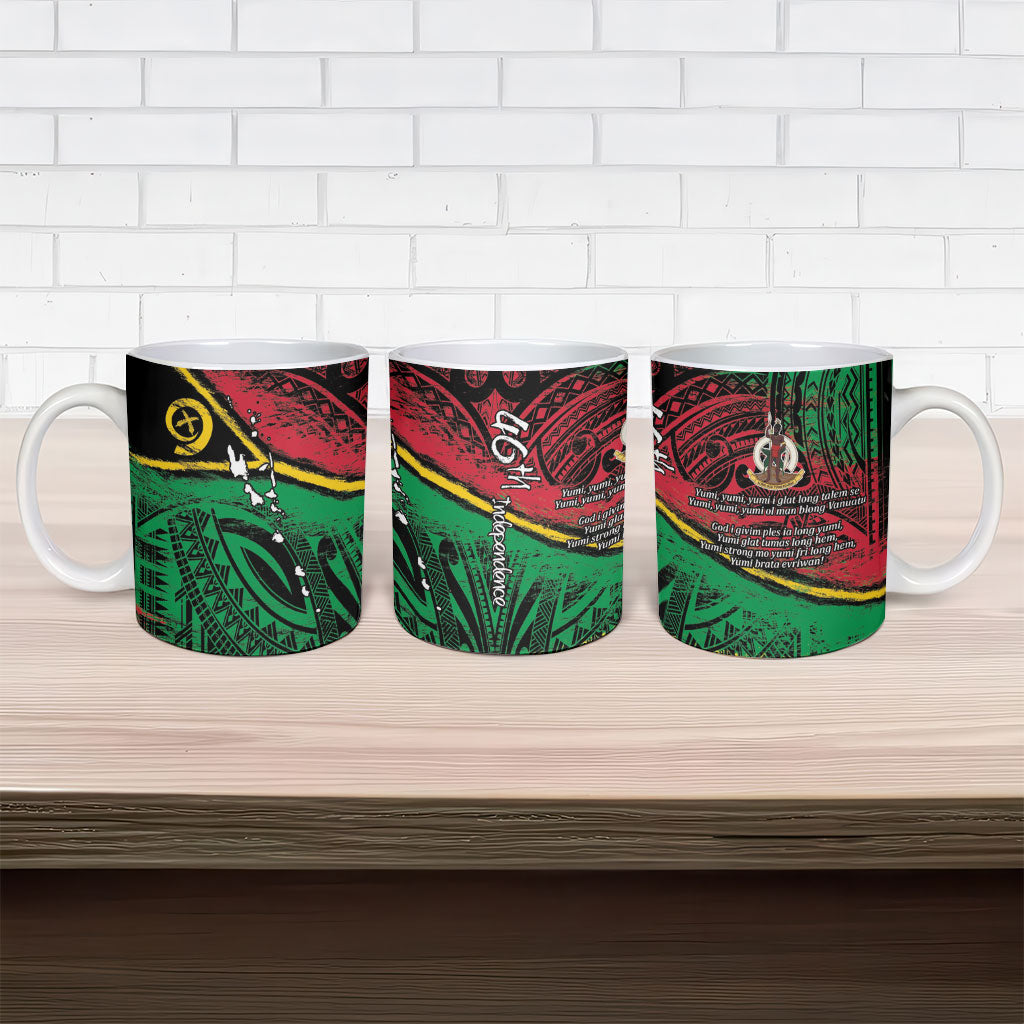 Vanuatu 46th Year Anniversary Ceramic Mug Vintage Grunge Vanuatu Flag Heritage