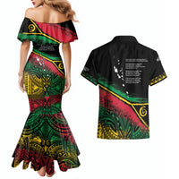 Vanuatu 46th Year Anniversary Couples Matching Mermaid Dress and Hawaiian Shirt Vintage Grunge Vanuatu Flag Heritage LT9 - Polynesian Pride