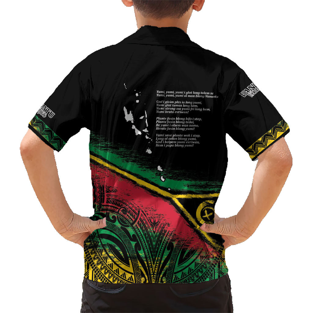 Vanuatu 46th Year Anniversary Family Matching Mermaid Dress and Hawaiian Shirt Vintage Grunge Vanuatu Flag Heritage LT9 - Polynesian Pride