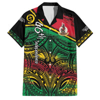 Vanuatu 46th Year Anniversary Family Matching Mermaid Dress and Hawaiian Shirt Vintage Grunge Vanuatu Flag Heritage LT9 Dad's Shirt - Short Sleeve Black - Polynesian Pride