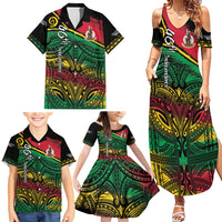 Vanuatu 46th Year Anniversary Family Matching Summer Maxi Dress and Hawaiian Shirt Vintage Grunge Vanuatu Flag Heritage LT9 - Polynesian Pride