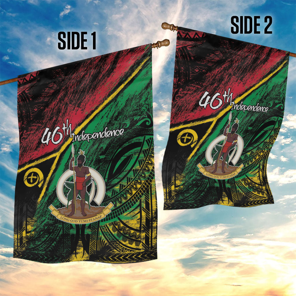 Vanuatu 46th Year Anniversary Garden Flag Vintage Grunge Vanuatu Flag Heritage