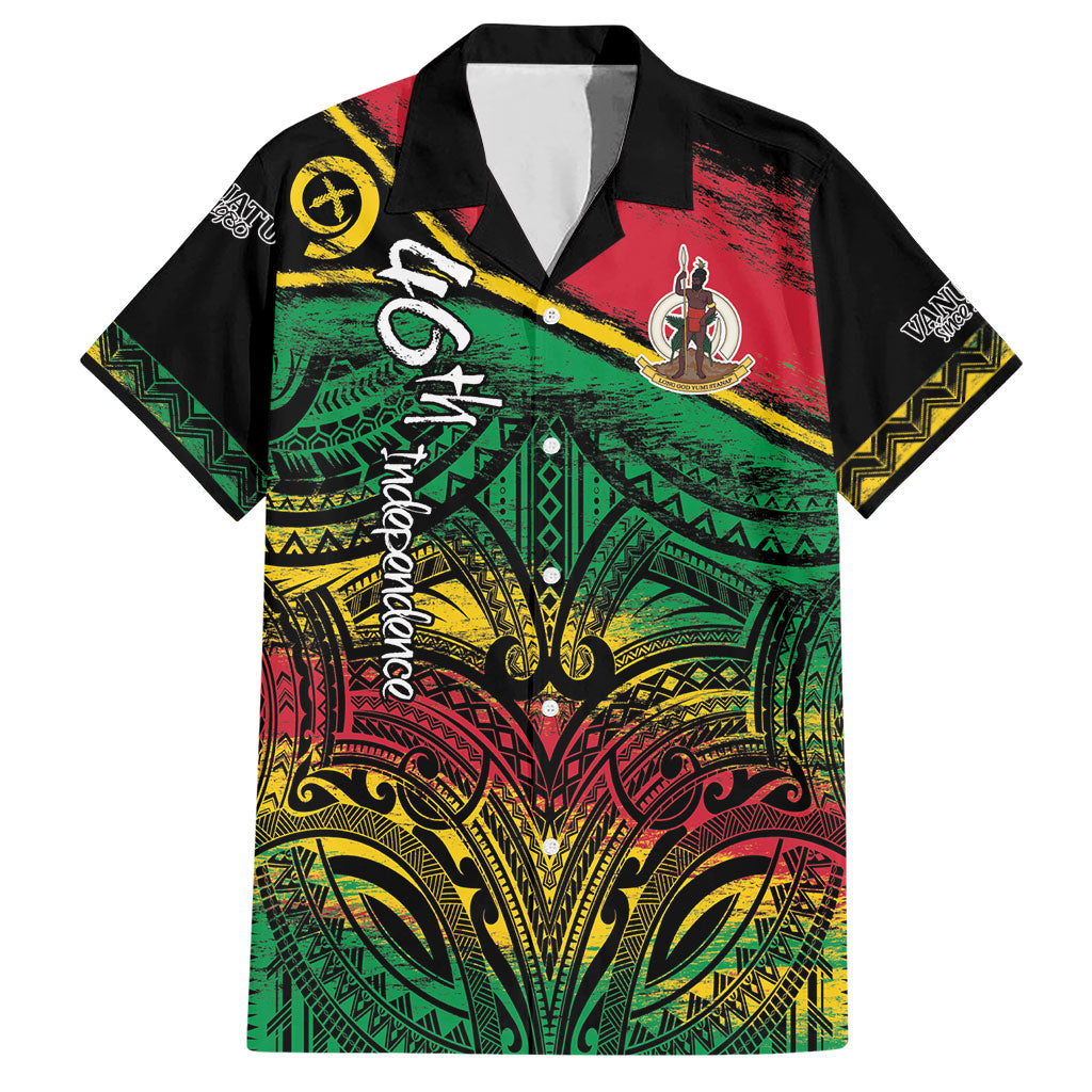 Vanuatu 46th Year Anniversary Hawaiian Shirt Vintage Grunge Vanuatu Flag Heritage