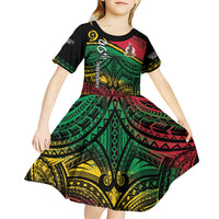 Vanuatu 46th Year Anniversary Kid Short Sleeve Dress Vintage Grunge Vanuatu Flag Heritage