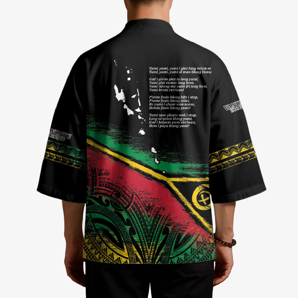 Vanuatu 46th Year Anniversary Kimono Vintage Grunge Vanuatu Flag Heritage