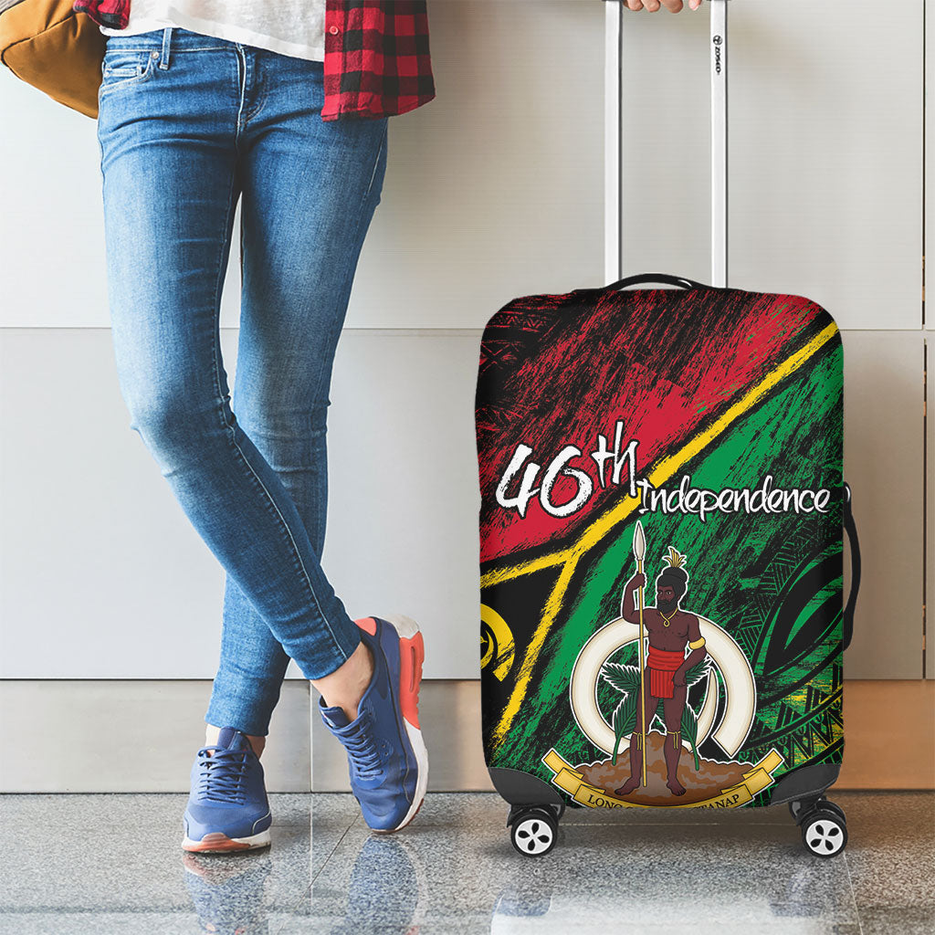 Vanuatu 46th Year Anniversary Luggage Cover Vintage Grunge Vanuatu Flag Heritage