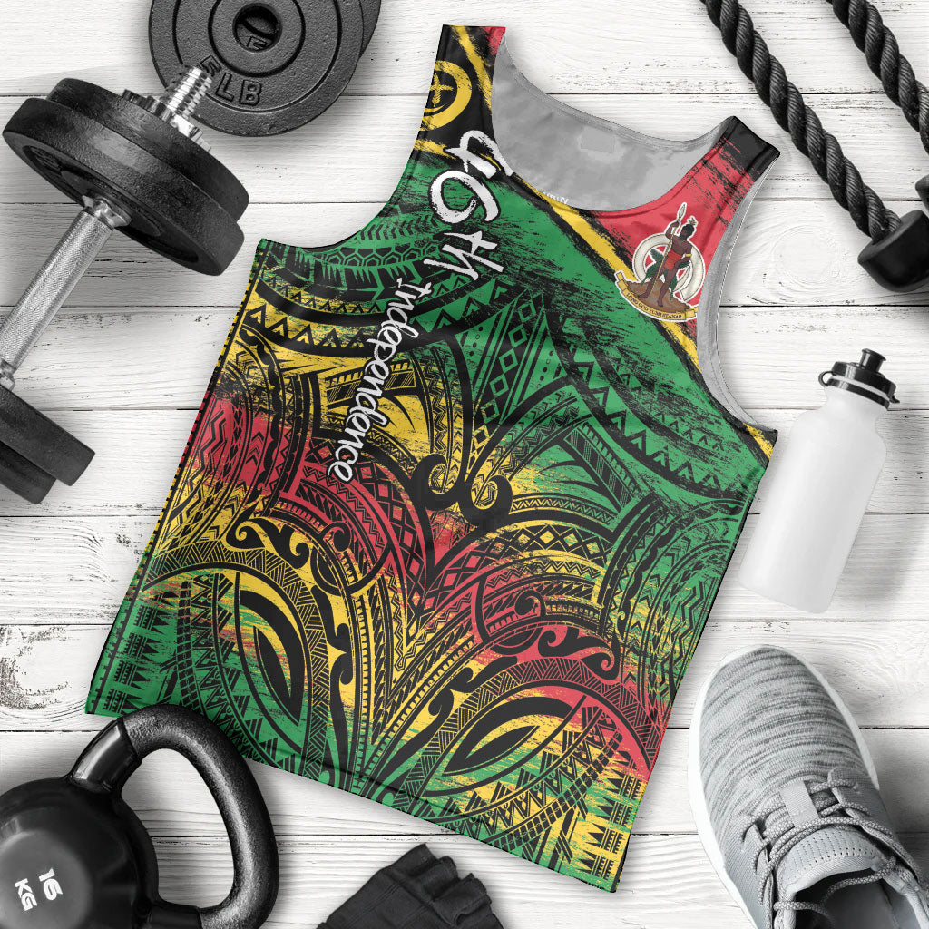 Vanuatu 46th Year Anniversary Men Tank Top Vintage Grunge Vanuatu Flag Heritage