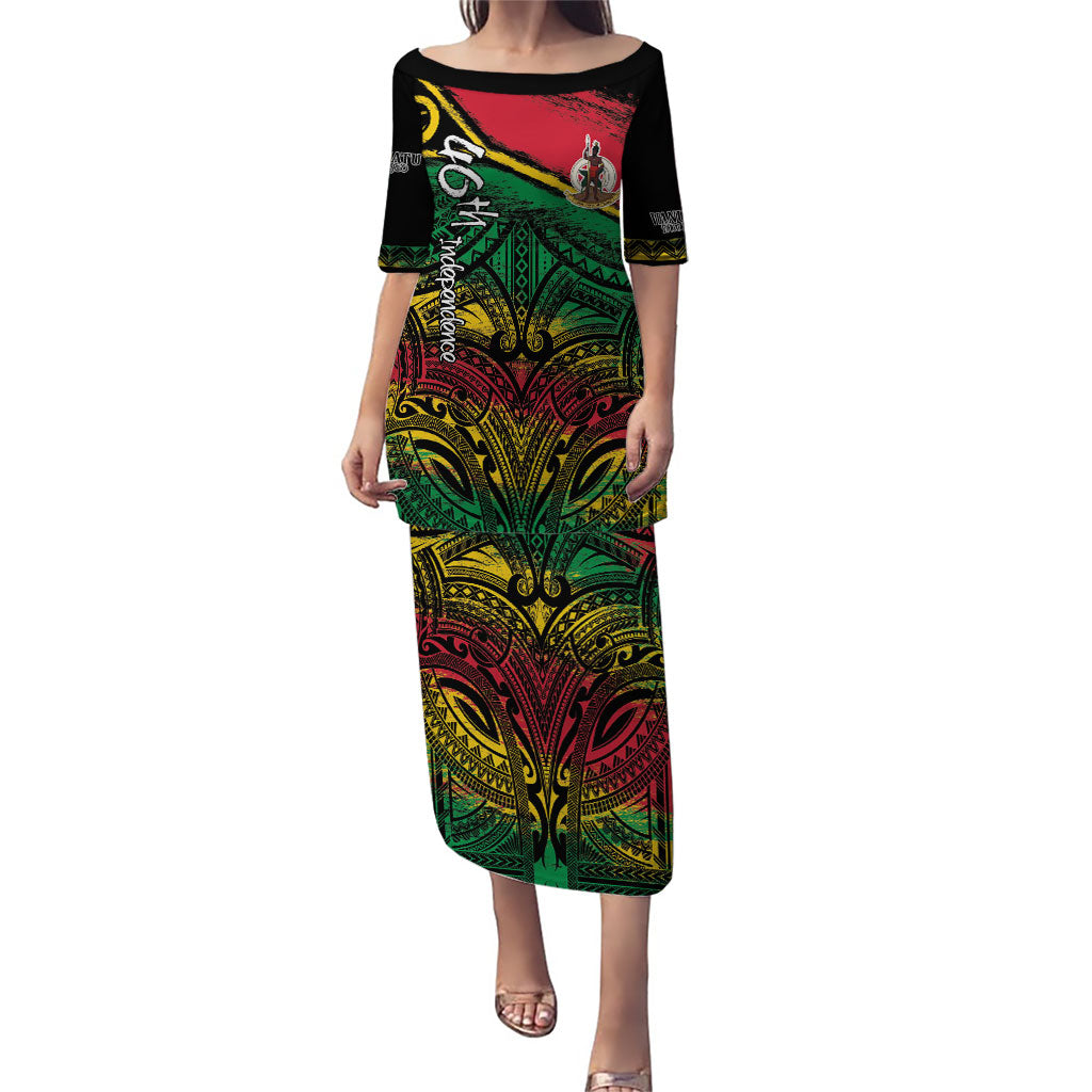 Vanuatu 46th Year Anniversary Puletasi Vintage Grunge Vanuatu Flag Heritage