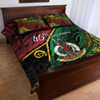 Vanuatu 46th Year Anniversary Quilt Bed Set Vintage Grunge Vanuatu Flag Heritage