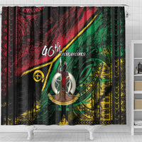 Vanuatu 46th Year Anniversary Shower Curtain Vintage Grunge Vanuatu Flag Heritage