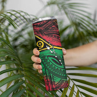 Vanuatu 46th Year Anniversary Skinny Tumbler Vintage Grunge Vanuatu Flag Heritage LT9 - Polynesian Pride