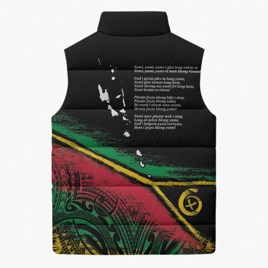 Vanuatu 46th Year Anniversary Sleeveless Puffer Jacket Vintage Grunge Vanuatu Flag Heritage