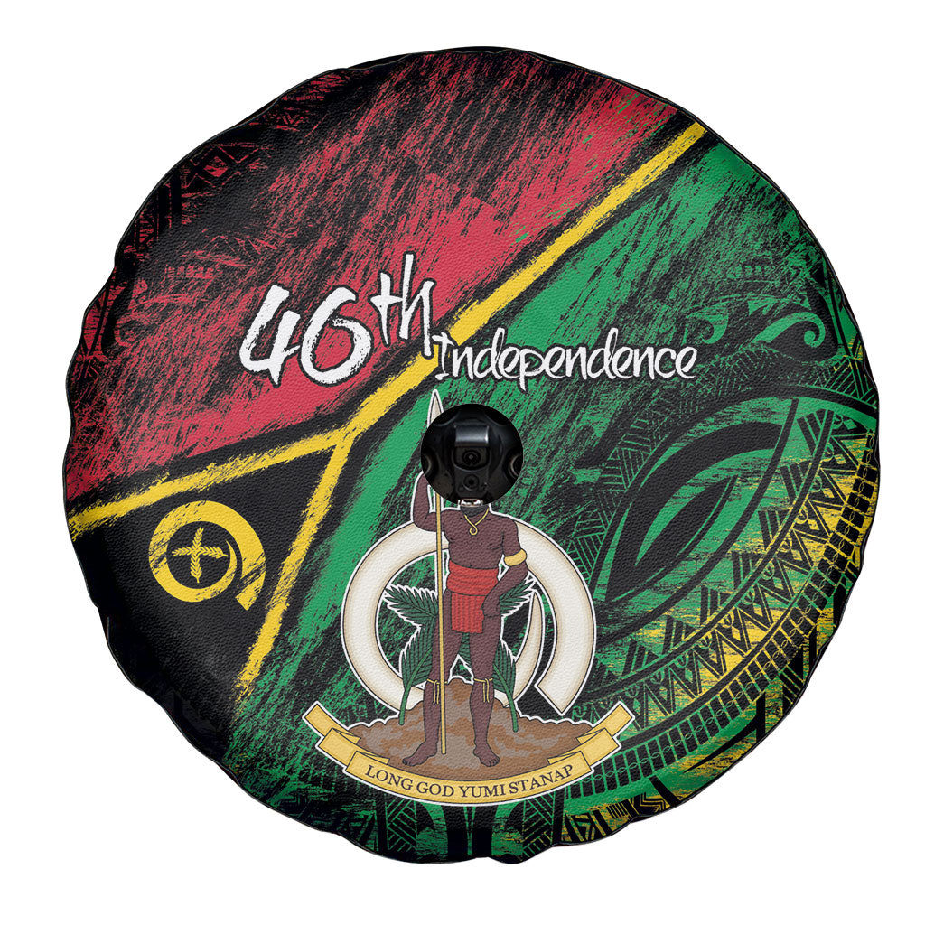 Vanuatu 46th Year Anniversary Spare Tire Cover Vintage Grunge Vanuatu Flag Heritage