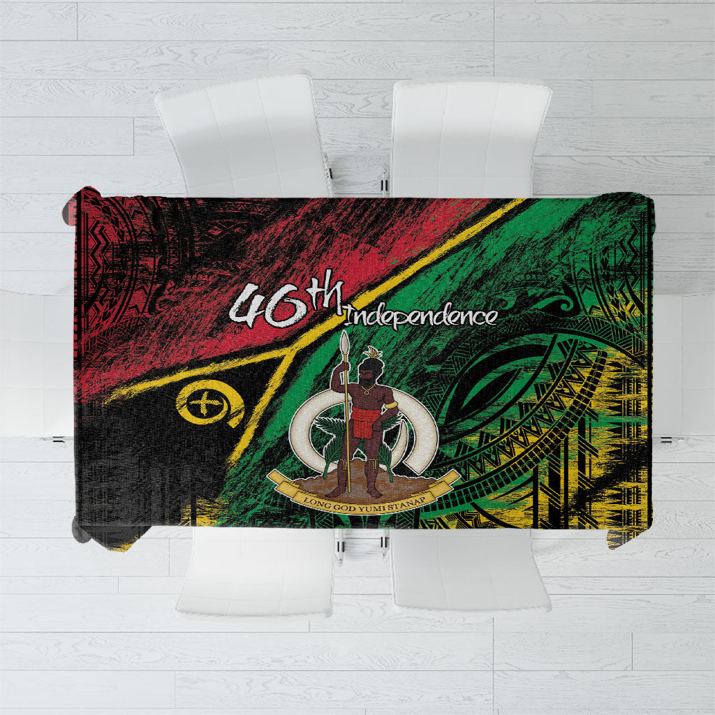 Vanuatu 46th Year Anniversary Tablecloth Vintage Grunge Vanuatu Flag Heritage