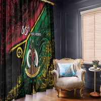 Vanuatu 46th Year Anniversary Window Curtain Vintage Grunge Vanuatu Flag Heritage