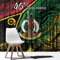 Vanuatu 46th Year Anniversary Window Curtain Vintage Grunge Vanuatu Flag Heritage