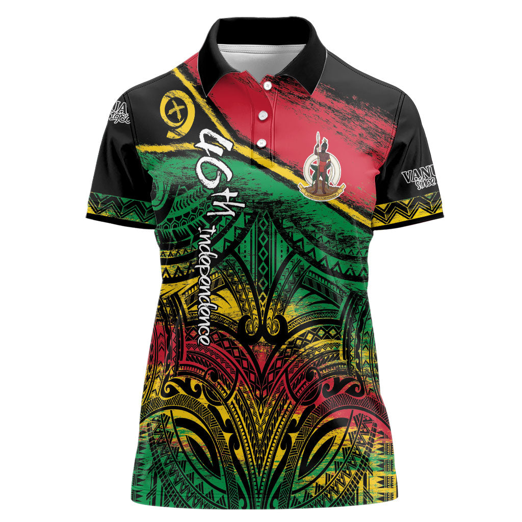 Vanuatu 46th Year Anniversary Women Polo Shirt Vintage Grunge Vanuatu Flag Heritage