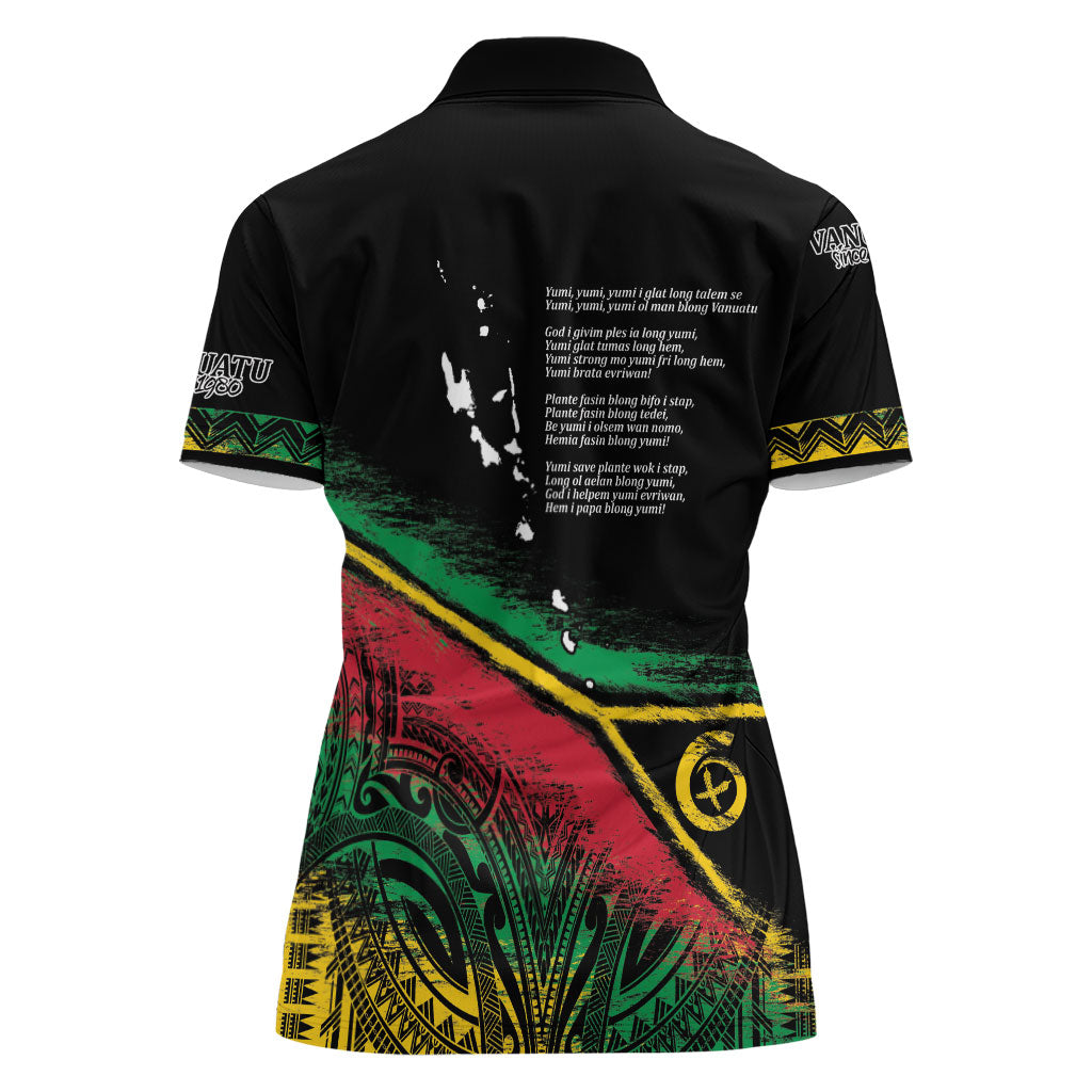Vanuatu 46th Year Anniversary Women Polo Shirt Vintage Grunge Vanuatu Flag Heritage LT9 - Polynesian Pride