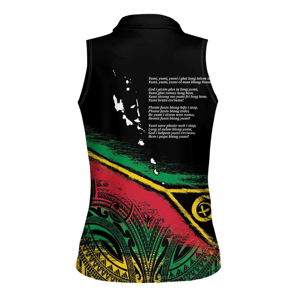 Vanuatu 46th Year Anniversary Women Sleeveless Polo Shirt Vintage Grunge Vanuatu Flag Heritage LT9 - Polynesian Pride