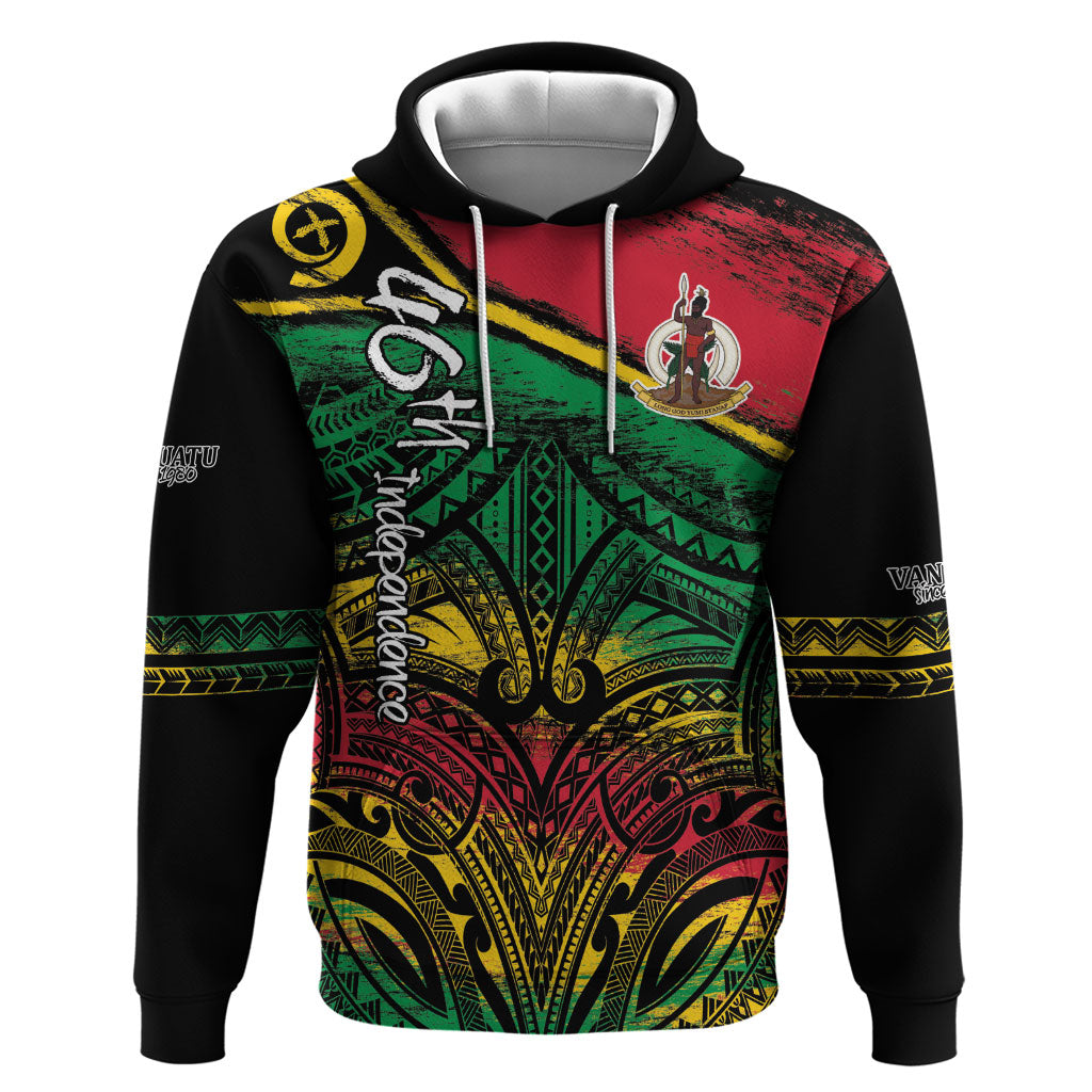 Vanuatu 46th Year Anniversary Zip Hoodie Vintage Grunge Vanuatu Flag Heritage