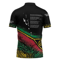 Vanuatu 46th Year Anniversary Zipper Polo Shirt Vintage Grunge Vanuatu Flag Heritage