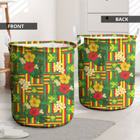 Hawaii Kanaka Maoli Hibiscus Laundry Basket Hawaiian Flag Motif
