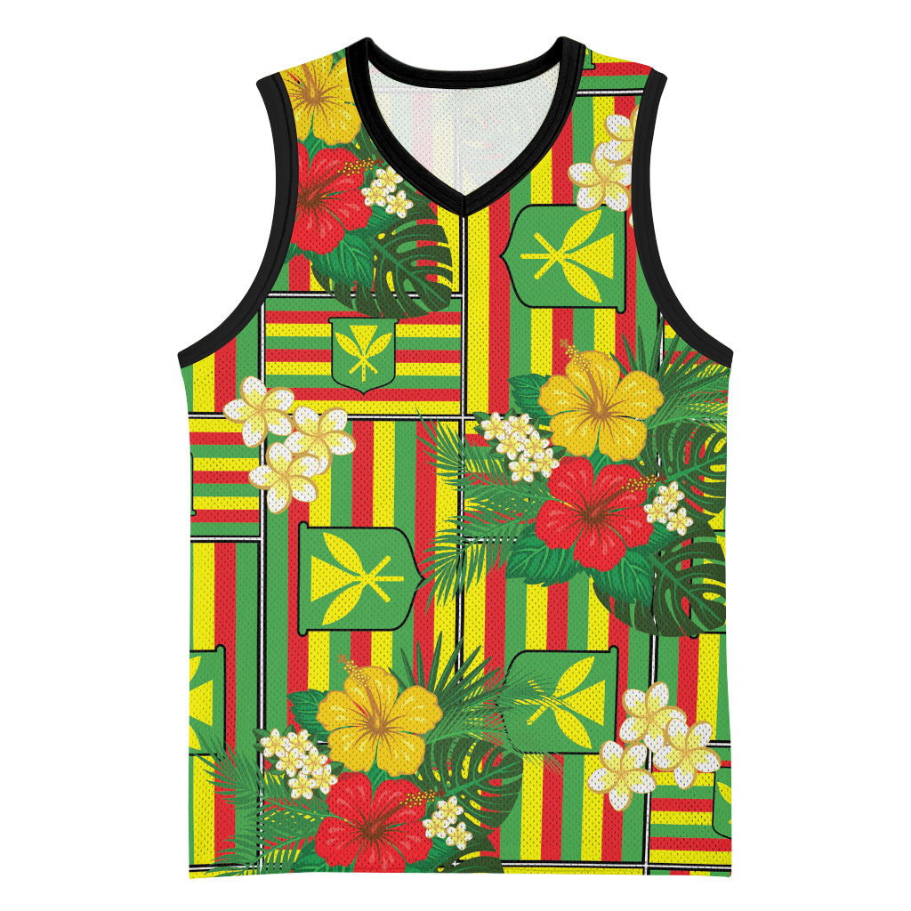 Hawaii Kanaka Maoli Hibiscus Basketball Jersey Hawaiian Flag Motif LT9 Unisex Green - Polynesian Pride