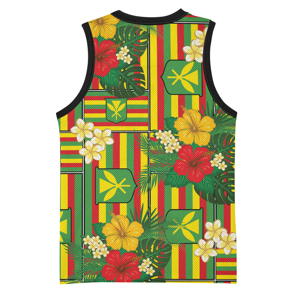 Hawaii Kanaka Maoli Hibiscus Basketball Jersey Hawaiian Flag Motif LT9 - Polynesian Pride