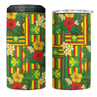 Hawaii Kanaka Maoli Hibiscus 4 in 1 Can Cooler Tumbler Hawaiian Flag Motif LT9 One Size: 16 oz Green - Polynesian Pride