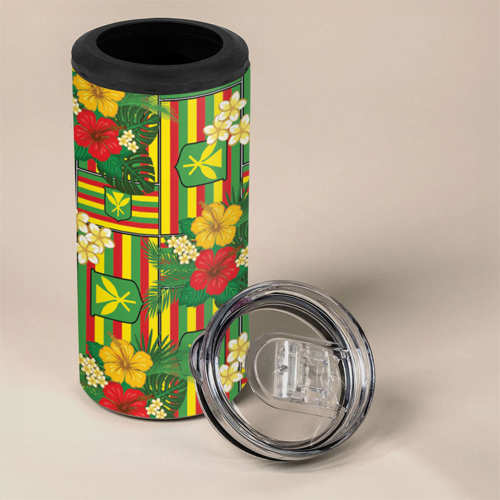 Hawaii Kanaka Maoli Hibiscus 4 in 1 Can Cooler Tumbler Hawaiian Flag Motif LT9 - Polynesian Pride
