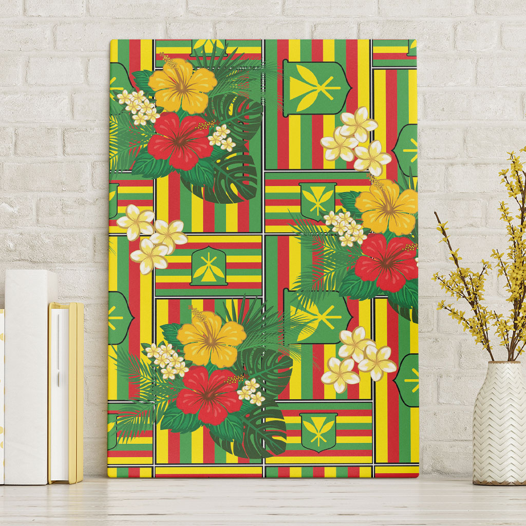 Hawaii Kanaka Maoli Hibiscus Canvas Wall Art Hawaiian Flag Motif LT9 Without Frame Green - Polynesian Pride