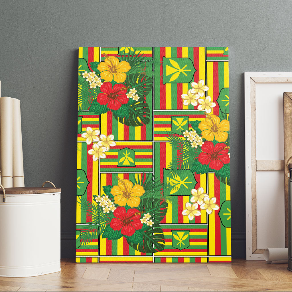 Hawaii Kanaka Maoli Hibiscus Canvas Wall Art Hawaiian Flag Motif