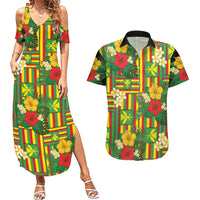 Hawaii Kanaka Maoli Hibiscus Couples Matching Summer Maxi Dress and Hawaiian Shirt Hawaiian Flag Motif LT9 Green - Polynesian Pride
