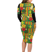 Hawaii Kanaka Maoli Hibiscus Family Matching Long Sleeve Bodycon Dress and Hawaiian Shirt Hawaiian Flag Motif LT9 - Polynesian Pride