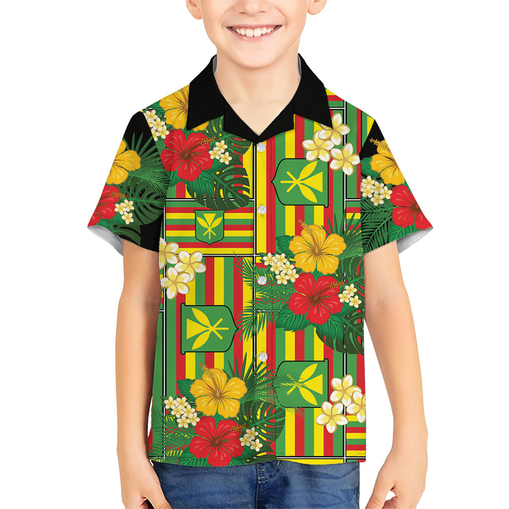 Hawaii Kanaka Maoli Hibiscus Family Matching Mermaid Dress and Hawaiian Shirt Hawaiian Flag Motif LT9 Son's Shirt Green - Polynesian Pride
