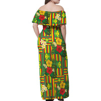 Hawaii Kanaka Maoli Hibiscus Family Matching Off Shoulder Maxi Dress and Hawaiian Shirt Hawaiian Flag Motif LT9 - Polynesian Pride