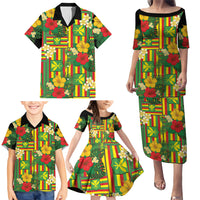 Hawaii Kanaka Maoli Hibiscus Family Matching Puletasi and Hawaiian Shirt Hawaiian Flag Motif LT9 - Polynesian Pride