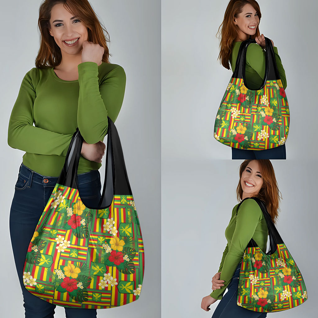 Hawaii Kanaka Maoli Hibiscus Grocery Bag Hawaiian Flag Motif