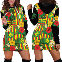 Hawaii Kanaka Maoli Hibiscus Hoodie Dress Hawaiian Flag Motif LT9 - Polynesian Pride