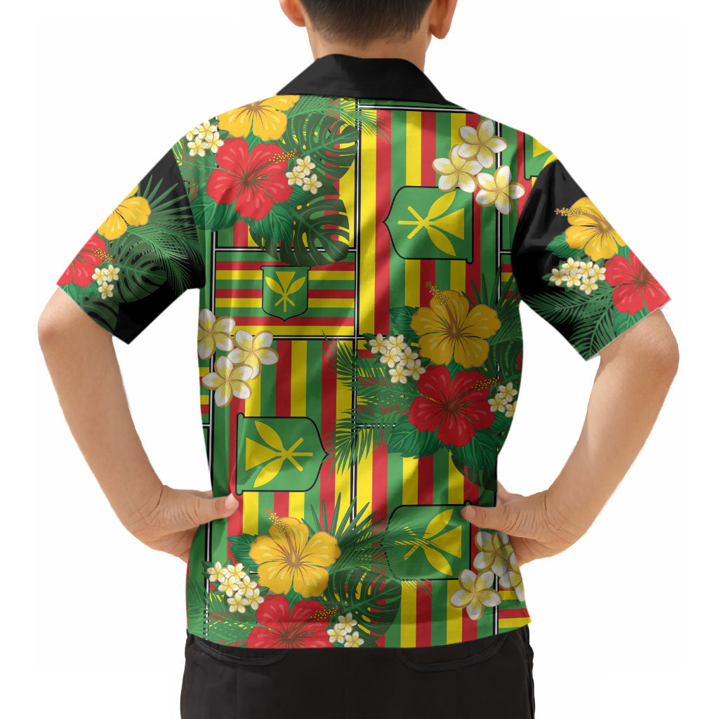 Hawaii Kanaka Maoli Hibiscus Kid Hawaiian Shirt Hawaiian Flag Motif LT9 - Polynesian Pride