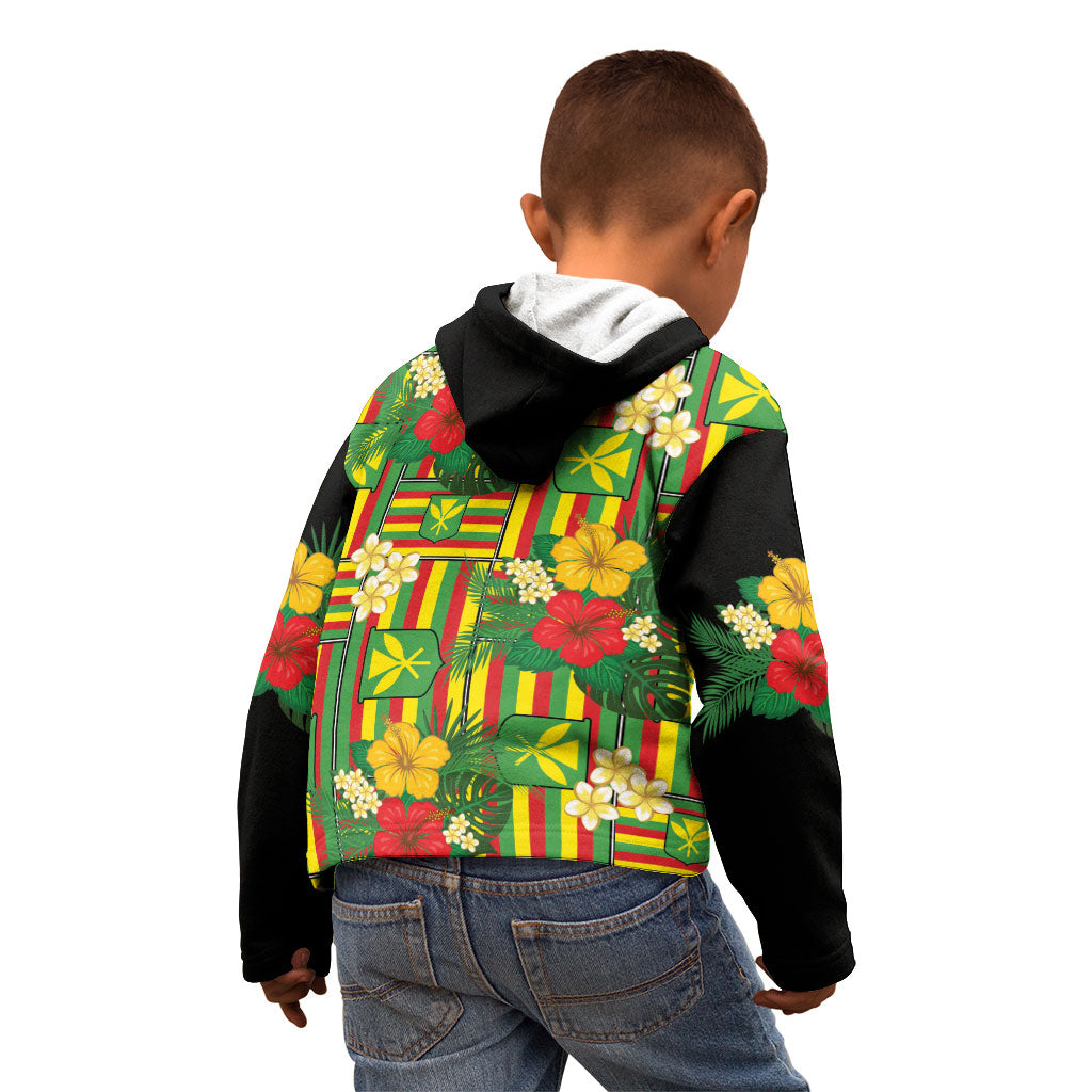 Hawaii Kanaka Maoli Hibiscus Kid Hoodie Hawaiian Flag Motif LT9 - Polynesian Pride