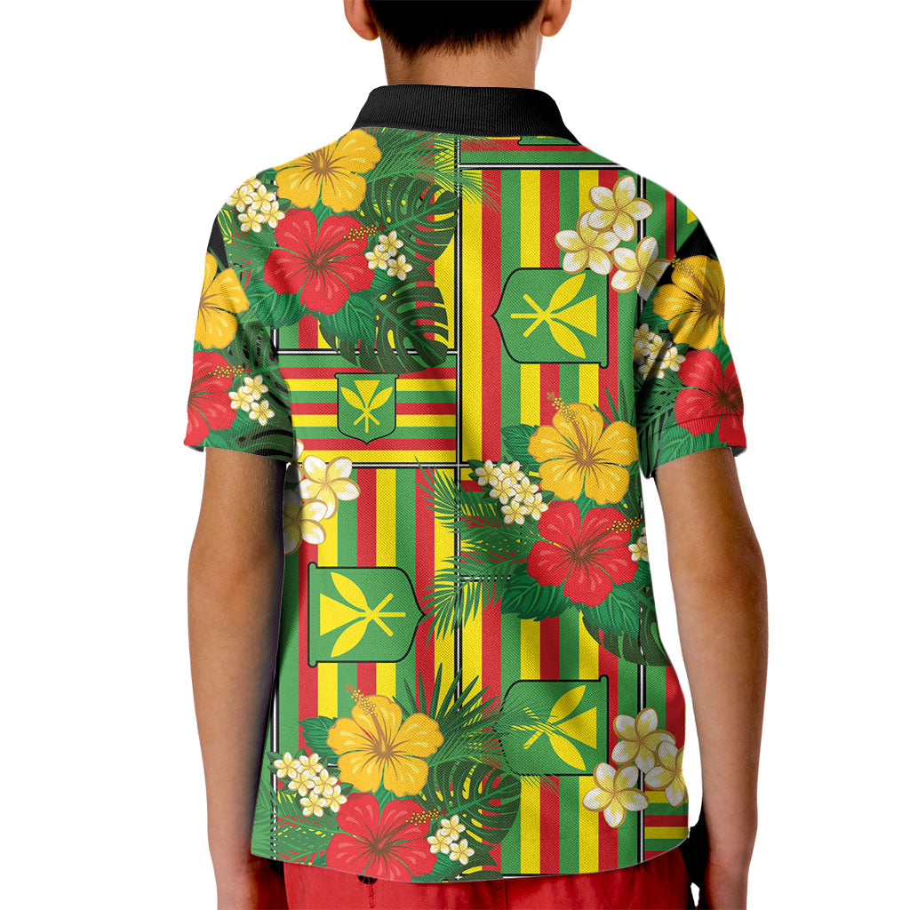 Hawaii Kanaka Maoli Hibiscus Kid Polo Shirt Hawaiian Flag Motif LT9 - Polynesian Pride