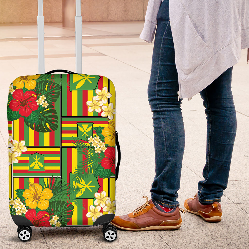 Hawaii Kanaka Maoli Hibiscus Luggage Cover Hawaiian Flag Motif LT9 Green - Polynesian Pride