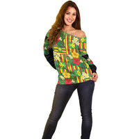 Hawaii Kanaka Maoli Hibiscus Off Shoulder Sweater Hawaiian Flag Motif